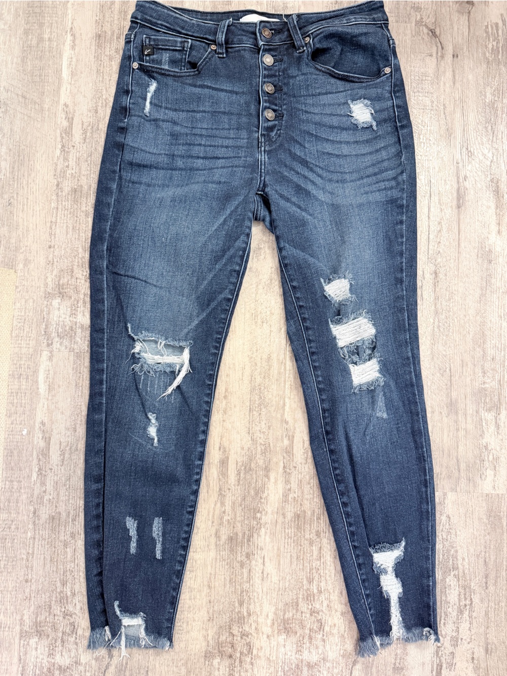 KanCan Dark Blue Distressed Skinny Jeans Ankle Excellent - 13 Stretch